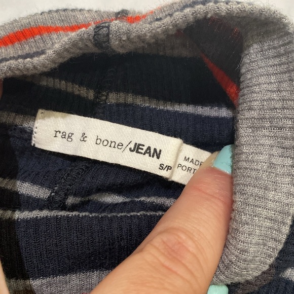 rag & bone Jeans striped ribbed cowl neck top size small - Picture 4 of 5